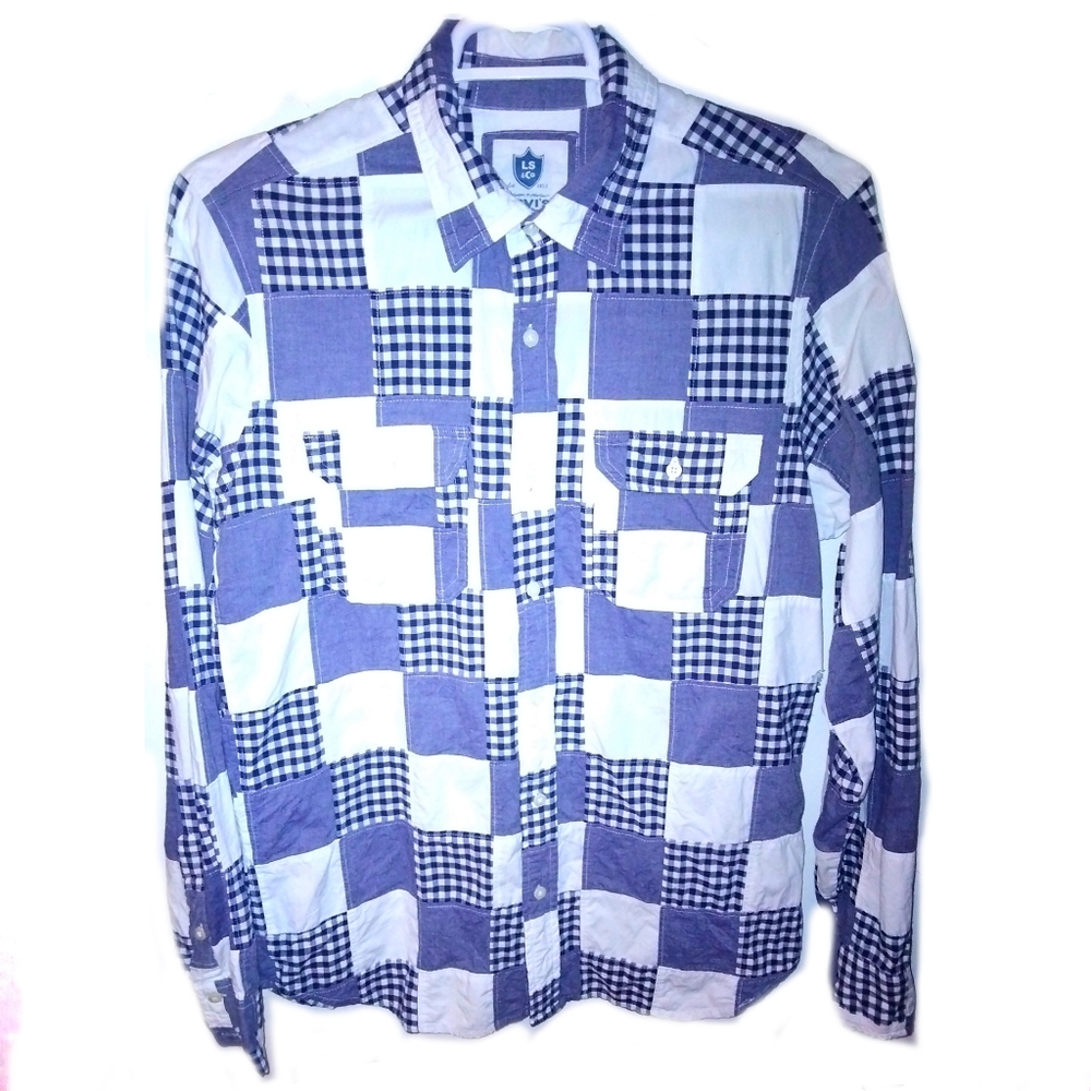 MEN'S LEVI'S EXTRA LARGE BUTTON-DOWN PATCHWORK SHIRT